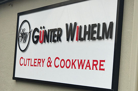 3D flat cut acrylic letters on panel sign