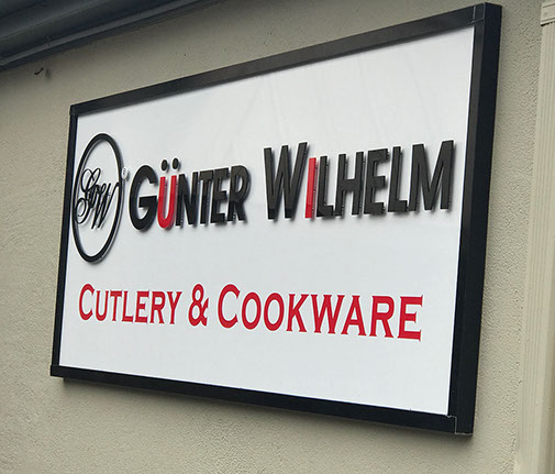 3D flat cut acrylic letters on panel sign