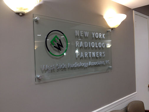 3D flat cut acrylic on clear panel sign