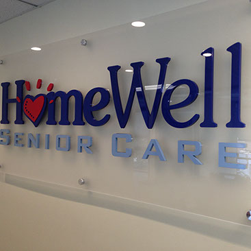 3D flat cut acrylic letters on clear panel sign