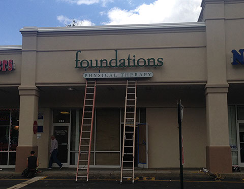 Channel letter Installation on an exterior wall