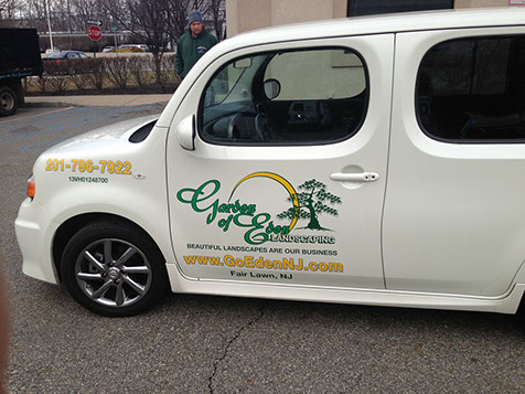 Printed and die cut vinyl on vehicle