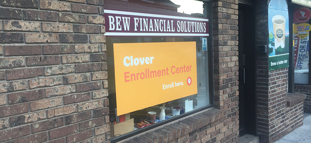 Digitally printed vinyl graphics applied to window