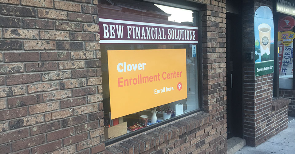 Digitally printed vinyl graphics applied to window