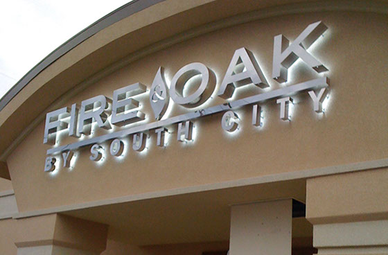 Channel letter on an exterior wall