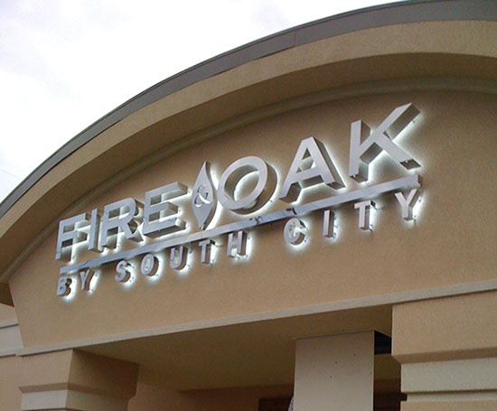 Channel letter on an exterior wall