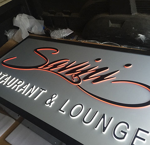 3D Push Through Light Box on an aluminum sign