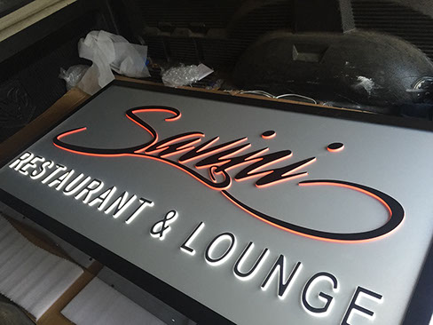 3D Push Through Light Box on an aluminum sign