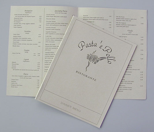 Custom menu design and print